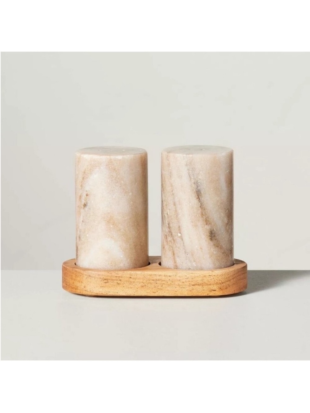Hearth & Hand Magnolia 3pc Marble Salt and Pepper Shakers Warm Beige Gray